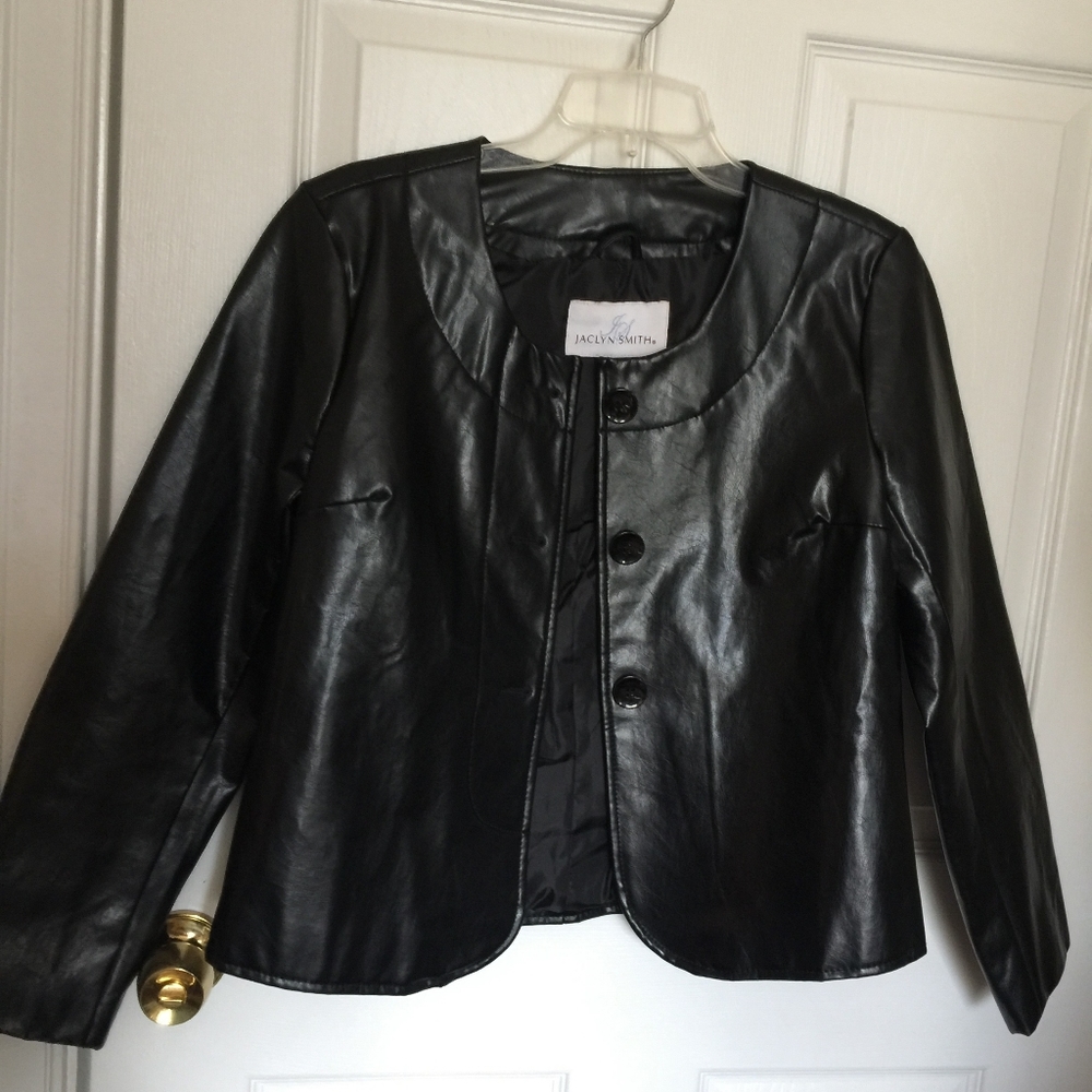 Jacyln Smith faux leather jacket